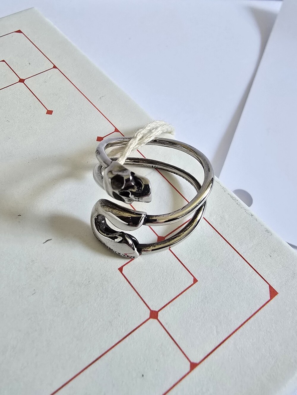 Alexander McQueen Pin Ring Silver Size IT 17 - Picture 2 of 6